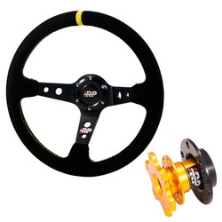 Suede sports Steering wheel 350/90 + Steering wheel hub Quick Release IRP