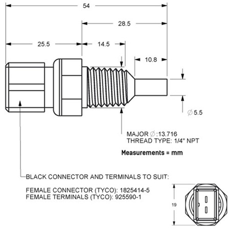 Coolant temperature sensor (1/4 NPT)