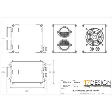 Ducted Electric Cab Heater 12v 600w