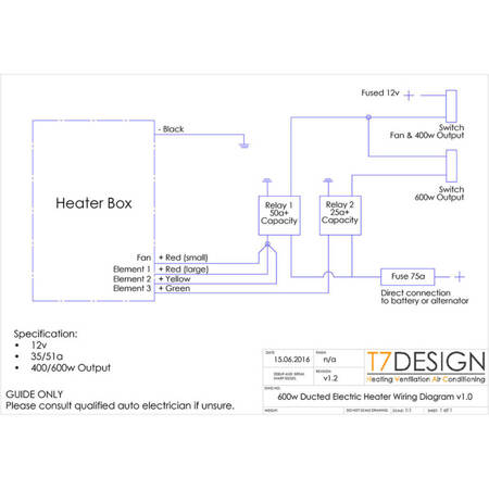 Ducted Electric Cab Heater 12v 600w