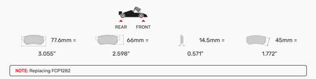 Ferodo Racing DS1.11 brake pad rear FCP1562W KTM X-Bow LOTUS Elise MASERATI Quattroporte V MITSUBISHI Lancer MYGALE Formula 4 NISSAN 350Z OPEL Speedster SUBARU Impreza II,I GR GH G3 TATUUS FIA VAUXHALL VX220