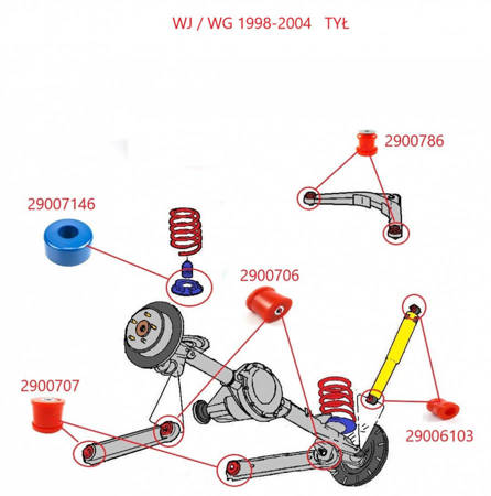 Front / Rear Lower Wishbone Bushings (Axle Side) - MPBS: 2900706 Jeep Grand Cherokee II WJ / WG,