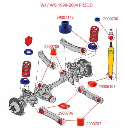 Front / Rear Lower Wishbone Bushings (Axle Side) - MPBS: 2900706 Jeep Grand Cherokee II WJ / WG,