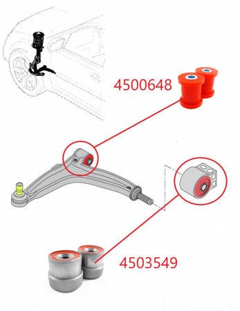 Front control arm bushings (rear) - MPBS: 4503549 Cadillac BLS, Fiat Croma, Opel Signum, Vectra C,, II,