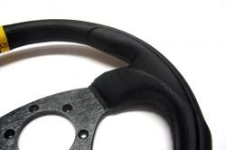 Leather steering wheel QSP 3 spoke 300mm flat