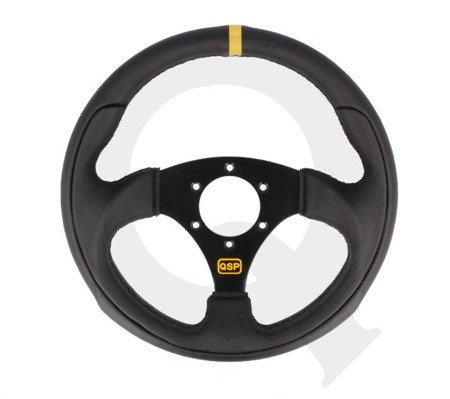 Leather steering wheel QSP 3 spoke 300mm flat