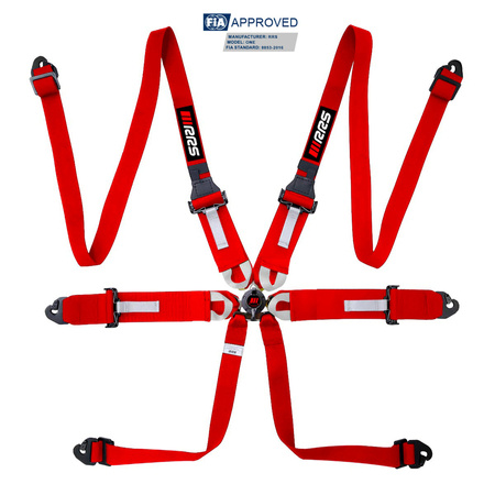 RRS ONE 6-point 2/3" FIA seat belts - red