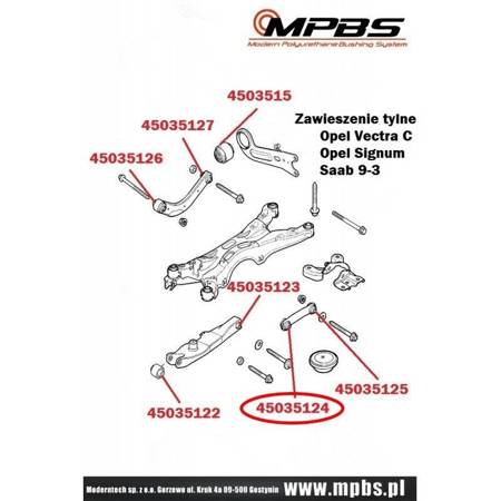 Rear Front Cross Rod (Outboard) - MPBS: 45035124 Fiat Croma, Opel Signum, Vectra C,