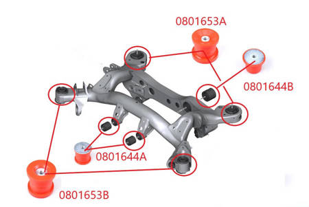 Rear differential mount bushing kit - MPBS: 0801644AB BMW 1 E81 / E82 E87 E88, RWD, 2 F22 F23, 3 E90 E91 E92 E93, 4 F32 F33 F36 Gran Coupe, X1 E84,