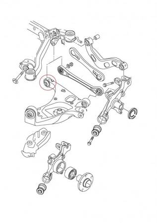 Rear lower arm inner bushing (rear) - MPBS: 0601722B Audi A4 B6, B7, Seat Exeo,