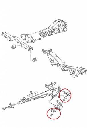 Rear lower arm outer bushing - to hub - MPBS: 0601021 Audi 100 C3, C4, 200 Quattro, A6 C4 V8 Quattro