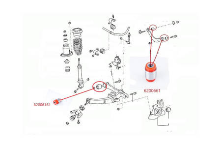 Rear lower arm rear bush - MPBS: 62006161 Toyota Avensis II,