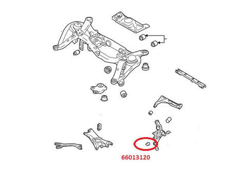 Rear steering knuckle bush (front) - MPBS: 66013120 Volvo XC90 I XC70 I S60 I S80 I