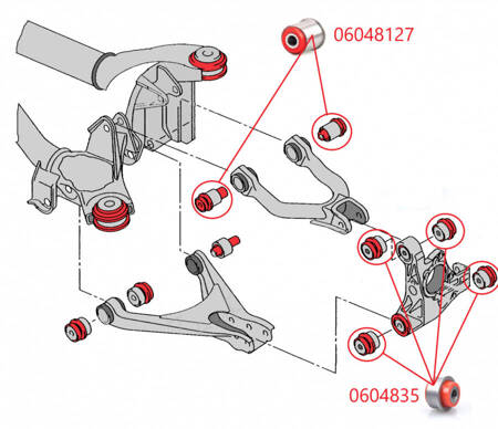 Rear upper wishbone bush - internal - MPBS: 06048127 Audi A6 C5 Quattro + S6 RS6, Quattro, Volkswagen Passat B5 4motion,