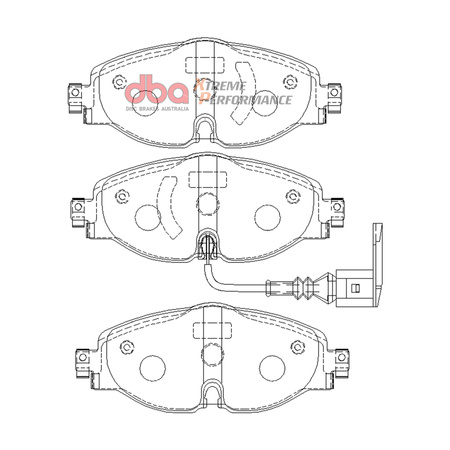 Set of front brake discs DBA 4000 series - T3 - DBA42806S + Front brake pads DBA Brake Pads Xtreme Performance - DB2383XP + HEL braided brake lines Audi Seat Skoda VOLKSWAGEN