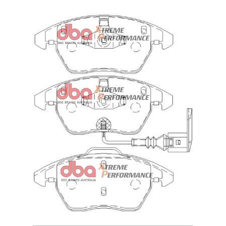 Set of front brake discs DBA 4000 series - T3 - DBA42806S + Front brake pads DBA Brake Pads Xtreme Performance ECE R90 certified Hawk HB543x.760 - DB1849XP + HEL braided brake lines Audi Seat Skoda VOLKSWAGEN