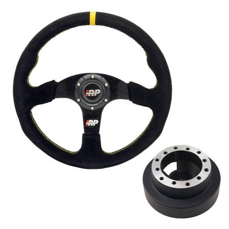 Steering wheel iRP 350mm flat suede sport + Steering wheel hub IRP steering wheel BMW E46