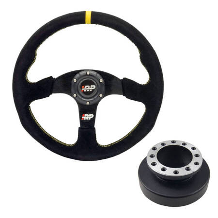 Steering wheel iRP 350mm flat suede sport + Steering wheel hub steering wheel IRP BMW E36