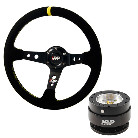 Suede sports Steering wheel 350/90 + Steering wheel hub Quick Release Ball IRP type