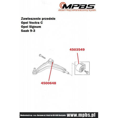 Suspension bushing set - MPBS: 4503501 Opel Signum, Vectra C,