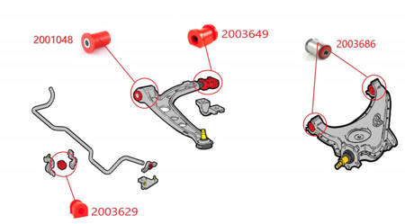 Suspension control arm bushing kit - MPBS: 2003601 Fiat Seicento,Seicento