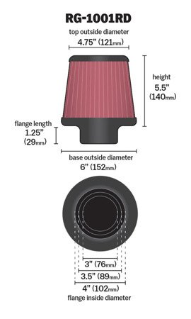 Universal cone filter K&N RG-1001RD