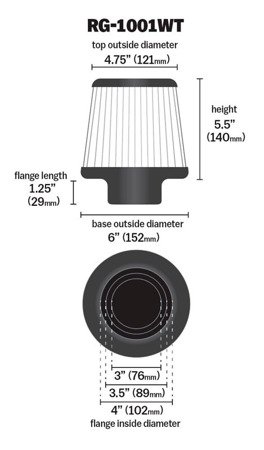 Universal cone filter K&N RG-1001WT