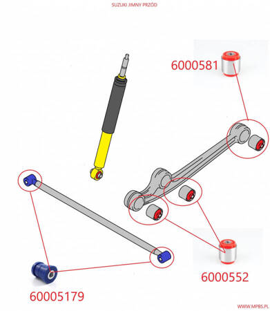 Aufhängungsbuchsensatz - MPBS 6000501-PZ Suzuki Jimny III,