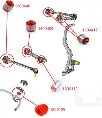 Buchsensatz für Vorderradaufhängung – MPBS COMFORT-SERIE: 1300402 Chrysler 300C RWD Dodge Challenger Charger RWD Magnum RWD