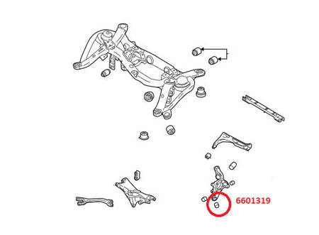 Hintere Achsschenkelbuchse (unten) - MPBS: 6601319 Volvo XC90 I XC70 I S60 I S80 I V70 II