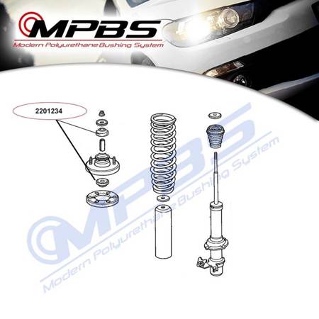 Stoßdämpfer-Distanzstücke (vorne/hinten) – MPBS: 2201234 Acura Integra III / Type R, Honda CRX II, del Sol, Civic (AL,AJ,AG,AH), IV, V (EJ,EG,EH), VI (MB,MC,MA), UK, III, Prelude MG ZS, Rover 400, 45,