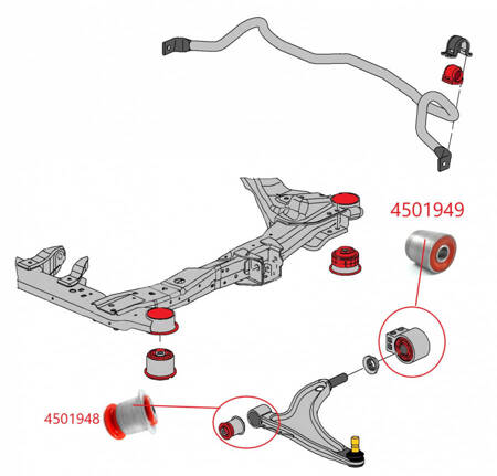 Vordere Querlenkerbuchse (vorne) - MPBS COMFORT SERIE: 4501948 Chevrolet Cruze, Opel Ampera, Cascada, Insignia A,, II,