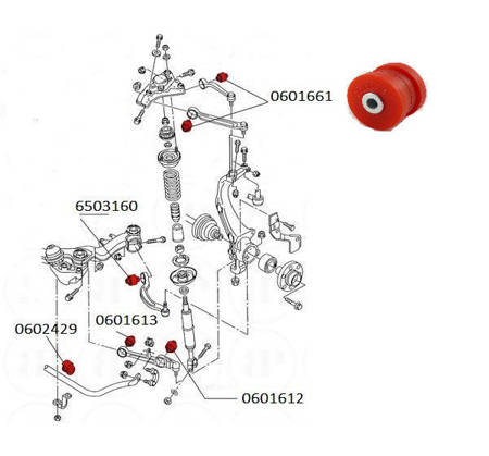 Vordere (obere) Querlenkerbuchsen - MPBS: 0601661 Audi A4 B5, B5 Quattro, B6, B6 B7, B7 B8, B9, A5 I, II, A6 C5, C5 C6, C6 RS6, C7, C8, A7 A8 D2, D3, D4, D5, Q5 Porsche Macan, Skoda Superb Volkswagen Passat 4motion,