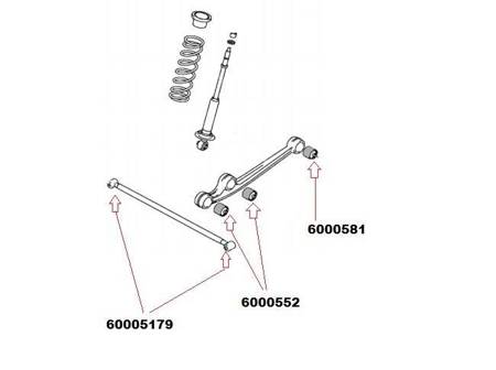 Vordere und hintere Querlenkerbuchse (zum Rahmen) MPBS: 6000581 Suzuki Jimny III,