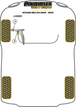 Elülső alsó lHUNéscsillapító Powerflex poliuretán szilent Black Series Honda Integra Models Integra Mk2 DA (1989-1993) PFF42-601BLK