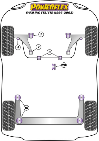 Mocowanie tylnej belki Powerflex Road Series Citroen Saxo inc VTS/VTR (1996-2003) PFR12-109