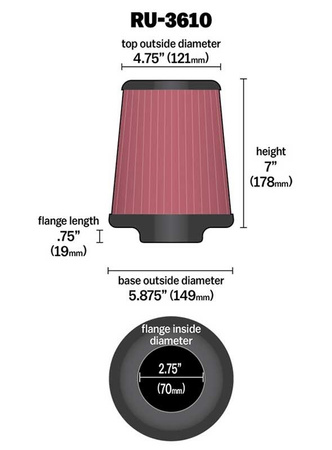 K&N Universal-Kegelfilter - RU-3610