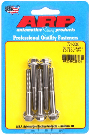 ARP "1/4""-28 x 2.000 hex SS bolts" (5pcs)