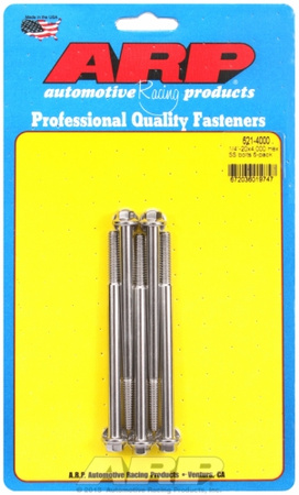 ARP "1/4""-20 x 4.000 hex SS bolts" (5pcs)