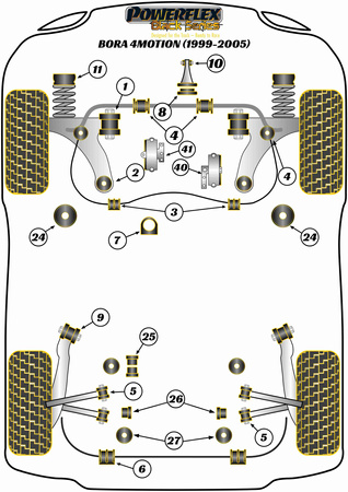 Querlenker Hinterrad Buchsen Powerflex Polyurethanbuchse Black Series Volkswagen Bora Models Bora A4 (AJ) (1999-2005) Bora 4Motion (1999-2005) PFF85-410BLK