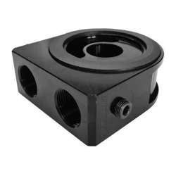 Oil filter stand with thermostat and space for sensor