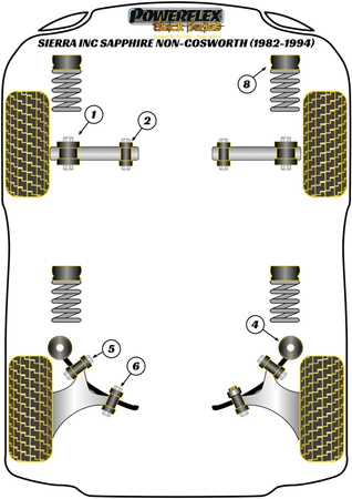 Rear Trailing Arm Outer Bush Powerflex Polyurethane Bush Black Series Ford Sierra Models Sierra inc. Sapphire Non-Cosworth (1982-1994) PFR19-110BLK