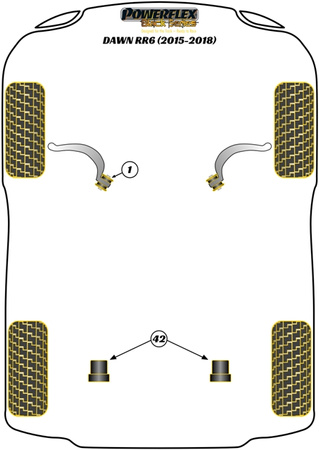 Galinio diferenciatoriaus priekinė tvirtinimo įvorė Powerflex poliuretano įvorė Black Series Rolls-Royce Dawn RR6 (2015 - 2018) PFR5-6032BLK