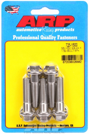ARP "3/8""-24 x 1.500 hex 7/16 wrenching SS bolts" (5pcs)