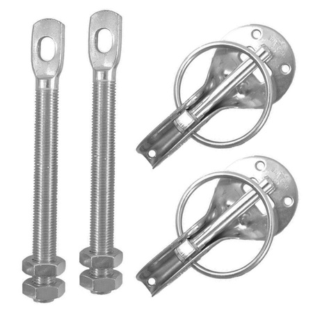 Aluminum pin clasps on the hood IRP