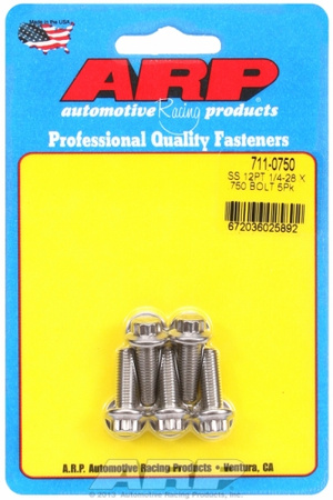 ARP "1/4""-28 x .750 12pt SS bolts" (5pcs)