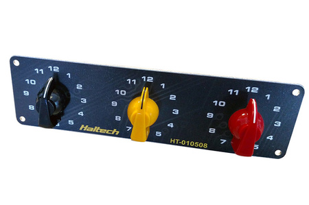 A Haltech hármas kapcsoló panel csak sárga és piros gombokat tartalmaz - HT-010508