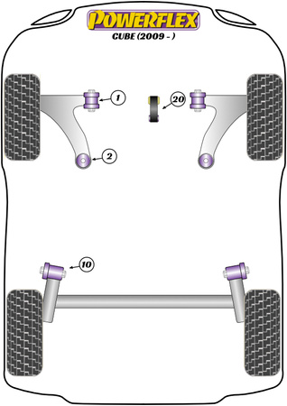Front Arm Rear Bush Powerflex Polyurethane Bush Road Series Nissan Cube (2009 on ) PFF60-902