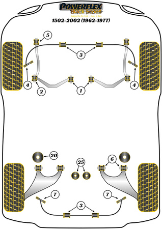 Hintere Stabilisator-Link-Stangenbuchse Powerflex Polyurethanbuchse Black Series BMW 02 Series 1502-2002 (1962 - 1977) PFF5-2004BLK