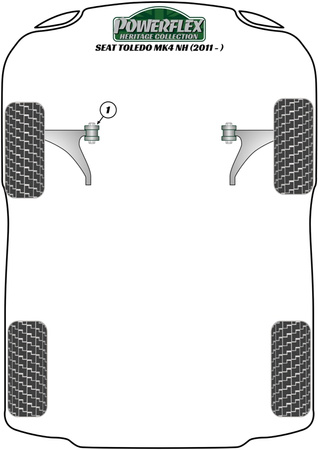 Priekinio statramsčio viršutinio tvirtinimo įvorė -10mm Powerflex poliuretano įvorė Heritage Collection Seat Toledo Models Toledo Mk4 NH (2012-2018) PFF85-431H
